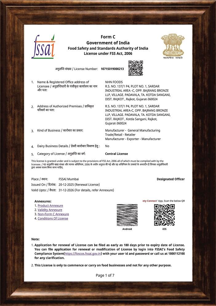 FSSAI CERTIFICATE 01